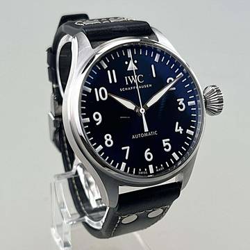 IWC Große Fliegeruhr Big Pilot's Watch 43 EK 03/2022 Stahl ZB blau Lederband blau mit EasX-Change-System Full Set sehr gepflegter Originalzustand (nicht poliert)
