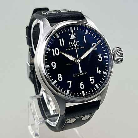  IWC Große Fliegeruhr Big Pilot's Watch 43 EK 03/2022 Stahl ZB blau Lederband blau mit EasX-Change-System Full Set sehr gepflegter Originalzustand (nicht poliert) 