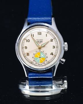  Heuer MINT AND VERY RARE EARLY 50'S HEUER SOLUNAR TIDE WATCH 