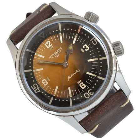  Longines Legend Diver 7594 Jumbo Tropical brown dial of transition 1961 