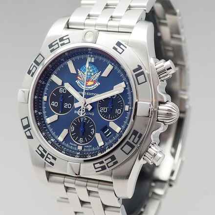  Breitling Chronomat 44 Blue Impulse Limited Stahl/Stahl B+P +Breitling Serviced SUPER Full set 