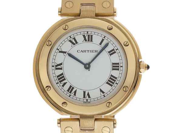  Cartier Santos Ronde GM Großes Modell Ref.8191 1982 Box&Beschreibung wie Neu Vintage Santos Ronde GM Großes Modell 18kt Gelbgold 107g 
