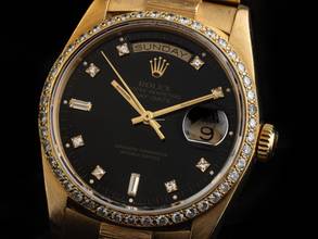 Thumbnail von Rolex Day-Date 36 Ref.18248 1991 Box&Beschreibung sehr gut Vintage Day-Date 18kt Gelbgold 134g Diamanten Rindengravur Double Quick