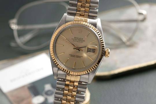  Rolex Datejust 36 Oyster Perpetual Stahl Gold Automatik Ref 16013 Papiere 1985 