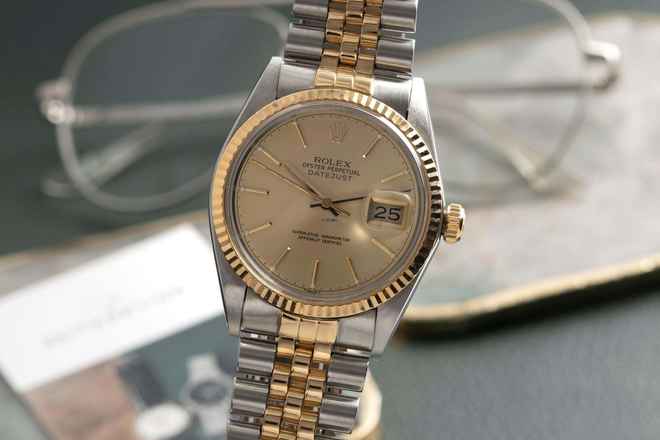  Rolex Datejust 36 Oyster Perpetual Stahl Gold Automatik Ref 16013 Papiere 1985 