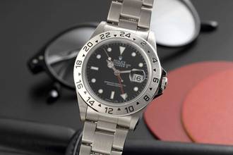 Thumbnail von Rolex Explorer II Black Dial Edelstahl Automatik Ref. 16570 B&P 1994 LC 100