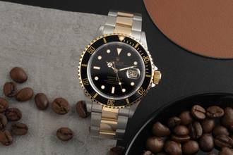 Thumbnail von Rolex Submariner Date Stahl / Gold Herrenuhr Black Dial Ref. 16613 Papiere 1997