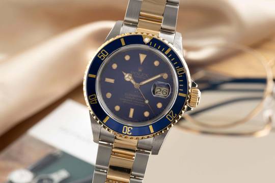  Rolex Submariner Date Stahl / Gold Automatik Herrenuhr Blue Dial Ref. 16803 