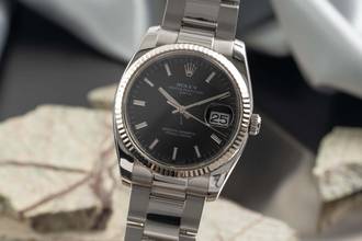 Thumbnail von Rolex Oyster Perpetual Date 34 Black Dial Stahl Weissgold Automatik Herrenuhr Ref 115234 Papiere