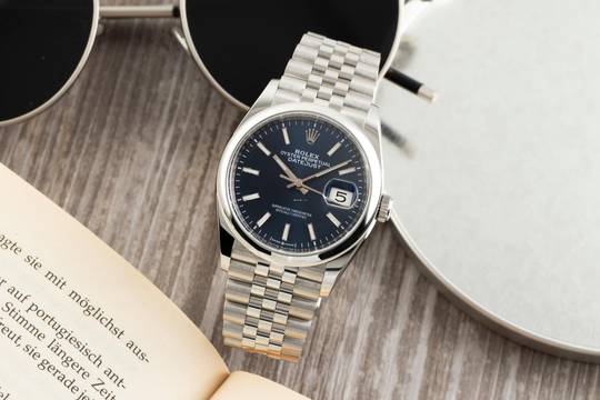  Rolex Datejust 36 Blue Dial Oyster Stahl Automatik Ref. 126200 B&P 2019 