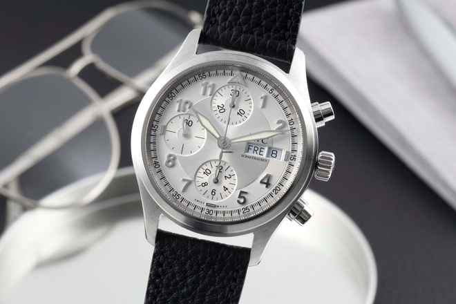  IWC Fliegeruhr Spitfire Chronograph Fliegerchronograph Stahl Automatik Ref. IW370621 Klassiker 