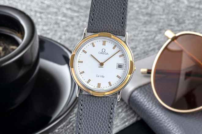  Omega De Ville Symphonie Stahl / Gold Quarz unisex Ref. 196.0308 Vintage 
