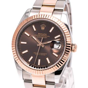 Rolex Datejust 41 Chocolate Oyster Steel/Rosegold – 126331 – like NEW – 06/2017 Full Set Lc100