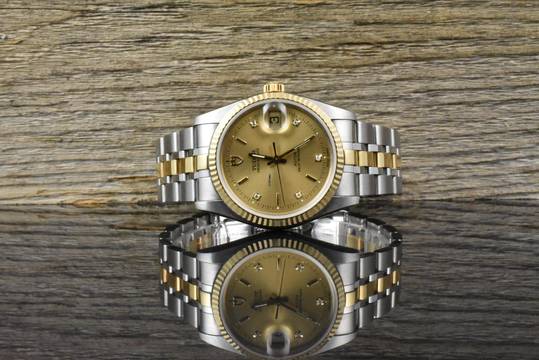Tudor Prince Date NOS / UNGETRAGEN 74033 Rare Gold Diamond Dial - B&P 2008