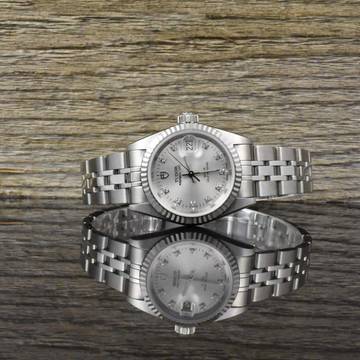 Tudor Prince Date Princess Date NOS / UNGETRAGEN 92414 Silver Diamond Dial / Weißgold B&P