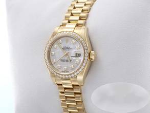 Thumbnail von Rolex Lady-Datejust 179138 2014 Gelbgold 750 Perlmutt Diamanten Automatik 18kt Yellow Gold President-band Oyster Chronometer