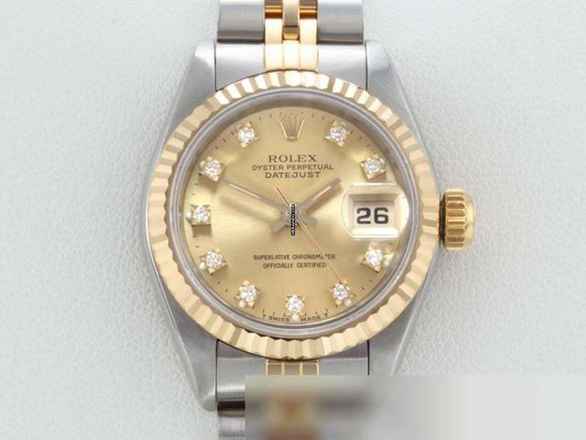  Rolex Lady-Datejust Edelstahl Gelbgold 750 Diamanten Automatik Gold Stahl Damen Stainless Steel 18kt Yellow Gold Jubilé-band Chronometer Oyster 
