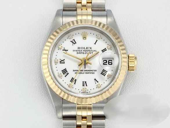  Rolex Lady-Datejust Edelstahl Gelbgold 750 Diamanten Automatik Gold Stahl Stainless Steel 18kt Yellow Gold Jubilé-band Chronometer Oyster White Dial 
