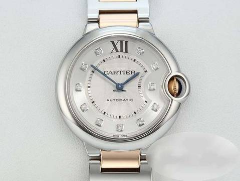 Cartier Ballon Bleu 36mm Edelstahl Rosegold 750 Diamanten We902031 Stahl Gold