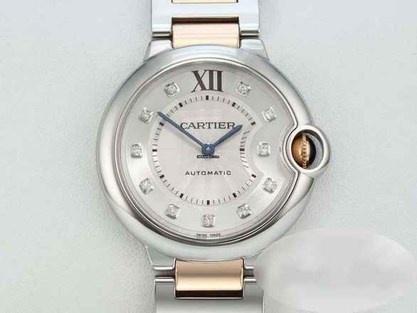  Cartier Ballon Bleu 36mm Edelstahl Rosegold 750 Diamanten We902031 Stahl Gold 