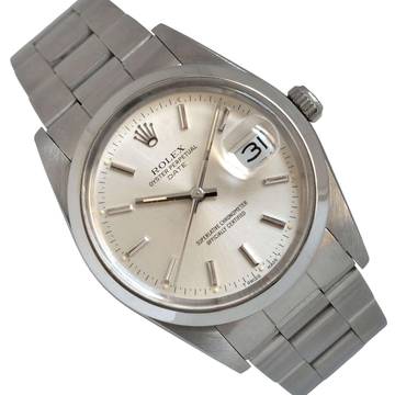 Rolex Oyster Perpetual Date 15000 Soleil silver dial 1987 Full Set