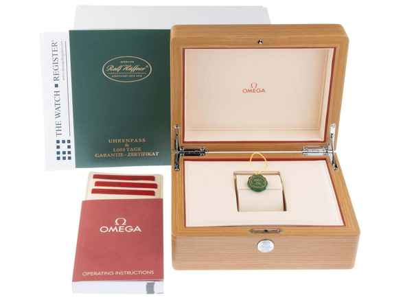  Omega Speedmaster Broad Arrow Ref.321.13.44.50.02.001 2017 Full Set sehr gut Vintage Speedmaster Broad Arrow Leder Faltschließe 