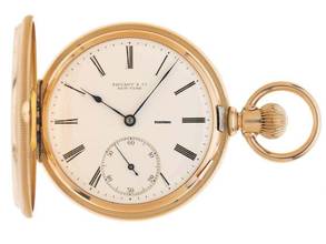  Tiffany & Co. Taschenuhr Hunter Case Pocket Watch 18kt Roségold 1918 sehr gut Vintage Hunter Case Pocket Watch 18kt Roségold 103g kl. Sekunde bei 6 Uhr 