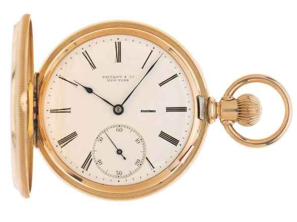  Tiffany & Co. Taschenuhr Hunter Case Pocket Watch 18kt Roségold 1918 sehr gut Vintage Hunter Case Pocket Watch 18kt Roségold 103g kl. Sekunde bei 6 Uhr 