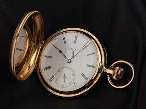 Thumbnail von Tiffany & Co. Taschenuhr Hunter Case Pocket Watch 18kt Roségold 1918 sehr gut Vintage Hunter Case Pocket Watch 18kt Roségold 103g kl. Sekunde bei 6 Uhr