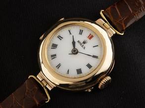 Thumbnail von Rolex Art Deco 1942 original Box sehr gut Vintage Art Deco 9kt Gelbgold Krokoleder Klappdeckel 18g