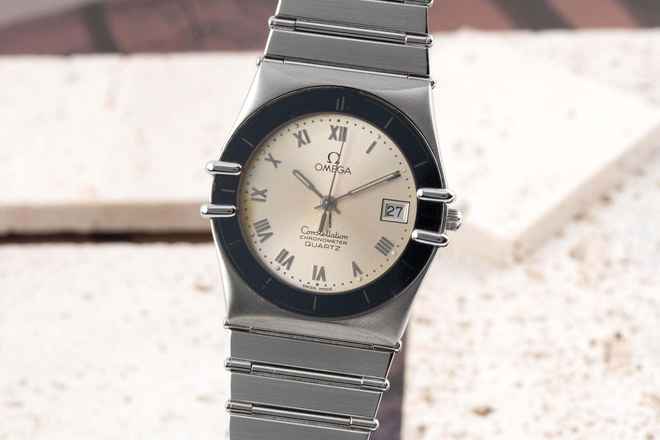  Omega Constellation Quartz Stahl Quarz Herrenuhr Ref. 398.0864 Box & Papiere 1985 
