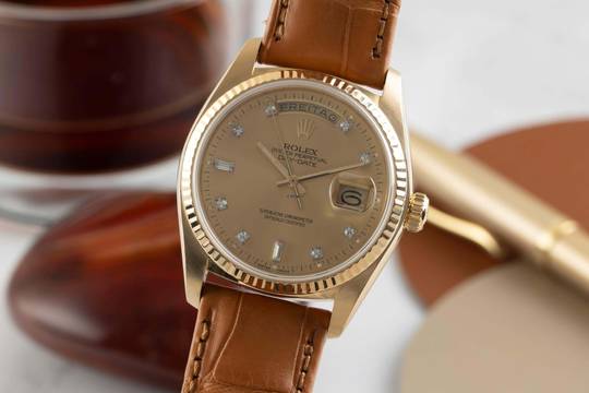  Rolex Day-Date 36 18K (0,750) Gold Diamanten Herrenuhr Ref. 18038 Vintage 