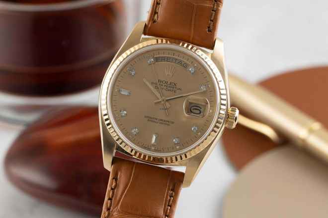  Rolex Day-Date 36 18K (0,750) Gold Diamanten Herrenuhr Ref. 18038 Vintage 