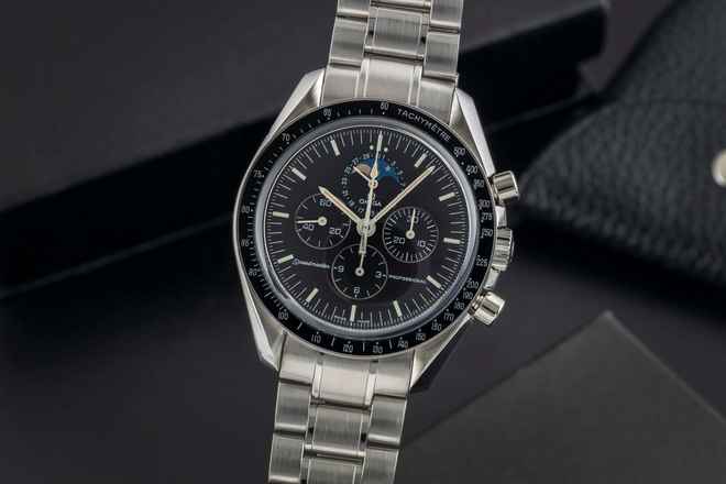  Omega Speedmaster Professional Moonwatch Moonphase Chronograph Handaufzug Herrenuhr Ref 3576.50.00 B&P 