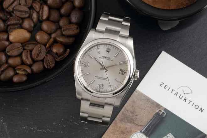  Rolex Oyster Perpetual 36 Black Dial Edelstahl Automatik Herrenuhr Ref. 116000 