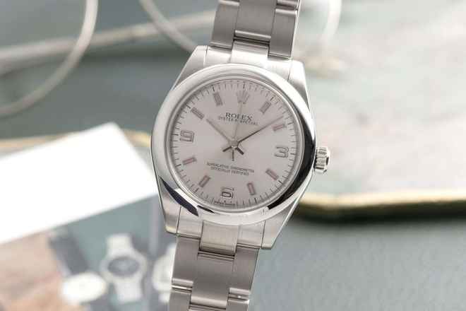  Rolex Oyster Perpetual 31 White Dial Automatik Edelstahl Damenuhr Ref 177200 B&P 