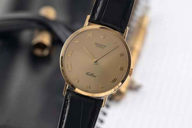  Rolex Cellini 18k (0,750) Gold Handaufzug Herrenuhr Ref. 4112/8 Papiere 1996 