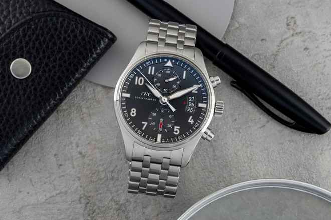  IWC Fliegeruhr Spitfire Chronograph Stahl Automatik Ref. IW387804 B&P 2019 