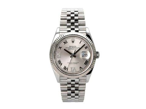 Rolex Datejust 36 Oystersteel / Weißgold 126234 Silber Römisch DIA Jubile