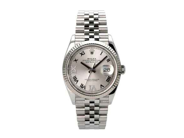  Rolex Datejust 36 Oystersteel / Weißgold 126234 Silber Römisch DIA Jubile 