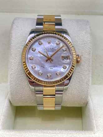  Rolex Lady-Datejust 31 Steel/Gold M.O.P Diamond Dial With box+papers full set 