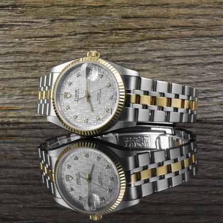  Tudor Prince Date NOS / UNGETRAGEN 74033 Linen Diamond Dial - B&P 2008 