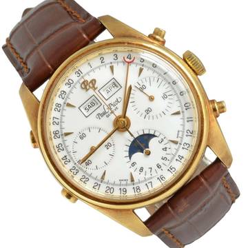 Paul Picot Etanche Chronograph Dreifachkalender Mondphase Gelbgold 18KT Vollständiges Set