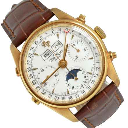 Paul Picot Etanche Chronograph Dreifachkalender Mondphase Gelbgold 18KT Vollständiges Set