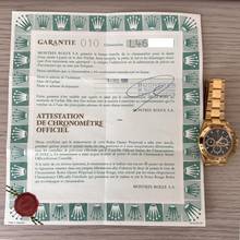 Thumbnail von Rolex Daytona 16528 schwarzes Zifferblatt mit 4 Zeilen, Gelbgold 18KT, aus den 1980er Jahren, vollständiges Set, TOP Zustand