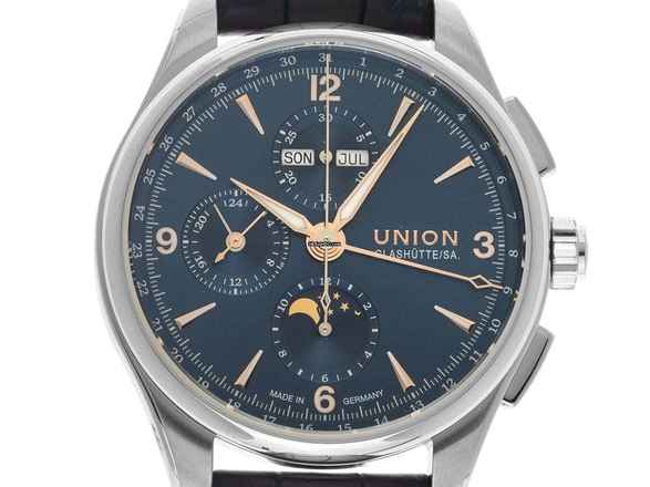  Union Glashütte Belisar Chronograph Ref.D014.425.16.047.01 2026 Full Set Ungetragen Belisar Chronograph Vollkalender Mondphase Krokoleder Faltschließe 