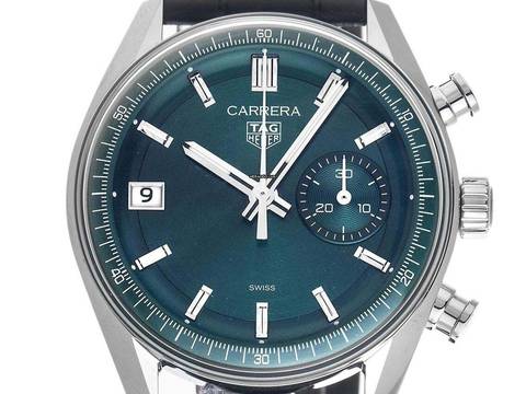 TAG Heuer Carrera Chronograph Ref.CBS2211.FC6545 2025 Full Set Ungetragen Carrera Chronograph Green Dial Krokoleder Faltschließe