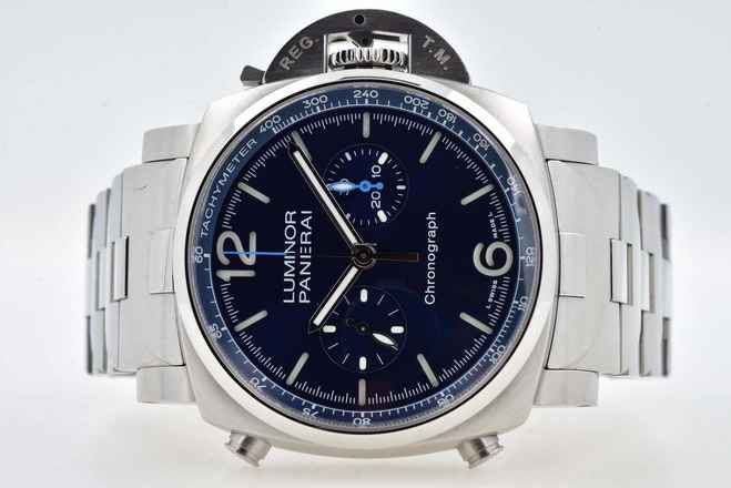  Panerai Luminor Chronograph 44mm PAM 1110 Blue Dial Bracelet 