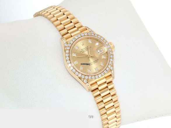  Rolex Lady-Datejust Gelbgold 750 1994 Diamanten Brillanten Automatik 18kt Yellow Gold Damen President-band Chronometer Oyster 