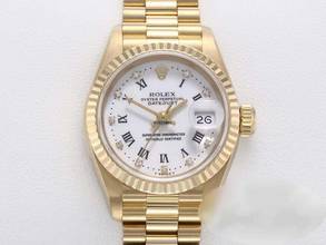Thumbnail von Rolex Lady-Datejust Gelbgold 750 1996 Diamanten Automatik 18kt Yellow Gold Damen President-band Chronometer Oyster White Dial